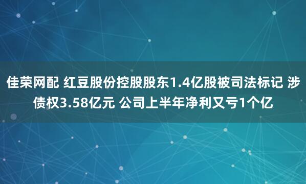 佳荣网配 红豆股份控股股东1.4亿股被司法标记 涉债权3.58亿元 公司上半年净利又亏1个亿