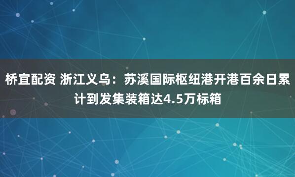 桥宜配资 浙江义乌：苏溪国际枢纽港开港百余日累计到发集装箱达4.5万标箱