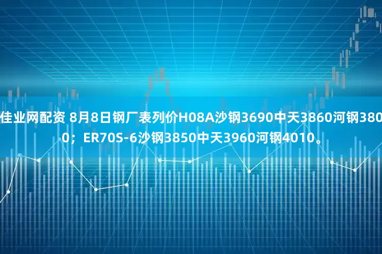 佳业网配资 8月8日钢厂表列价H08A沙钢3690中天3860河钢3800；ER70S-6沙钢3850中天3960河钢4010。